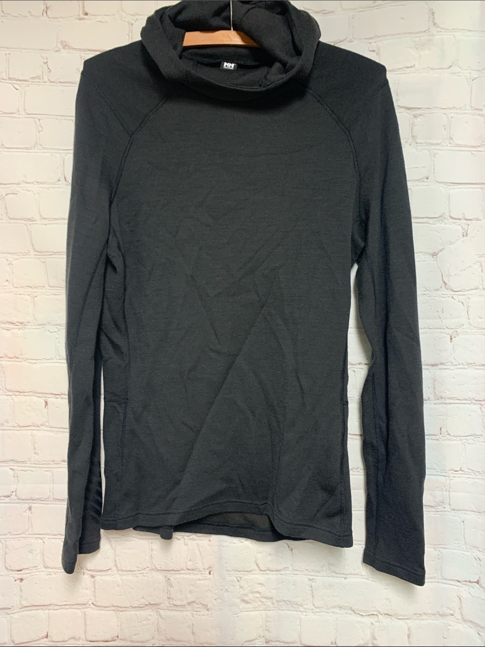 Helly Hansen Black Merino Blend Hoodie Top Size M